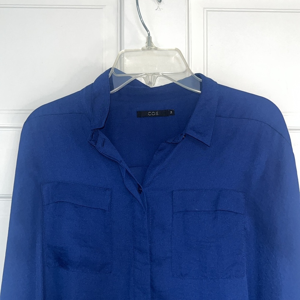COS Navy Button-Up Blouse - Picture 2 of 4